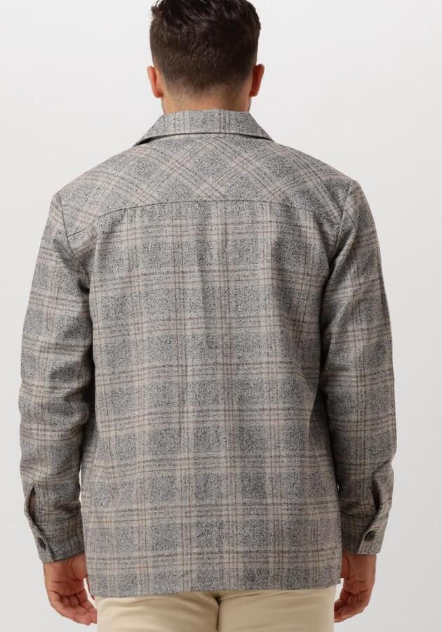 Matinique geruit overshirt MAdamo P met wol taupe