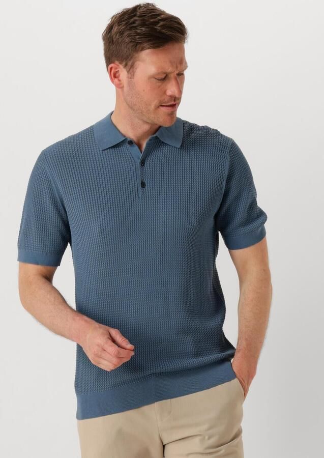 Matinique regular polo met ingebreid patroon blauw - Foto 4