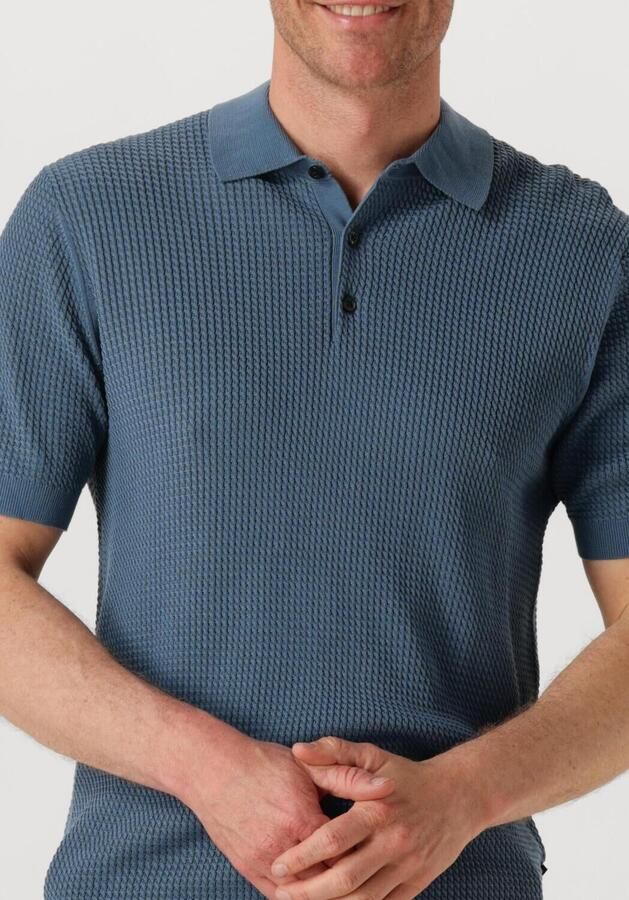 Matinique regular polo met ingebreid patroon blauw - Foto 3