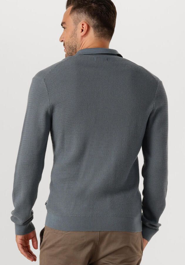 Matinique trui met wol met ingebreid patroon grijsblauw