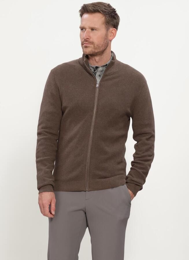 Matinique Slim fit gebreid jack van katoenmix model 'lagoon'