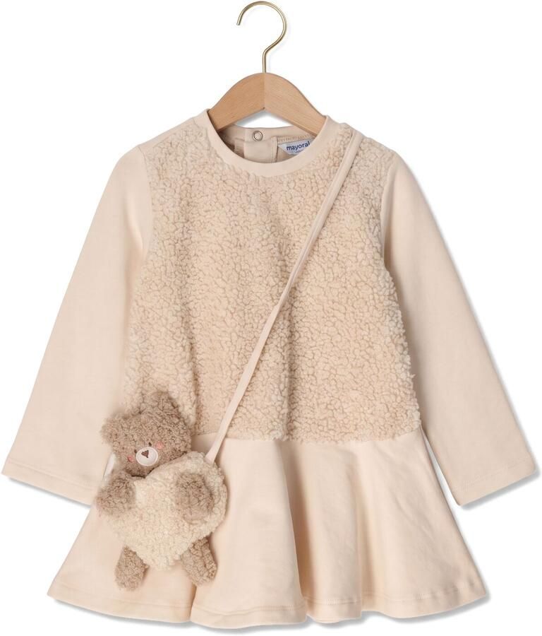 MAYORAL Baby Jurken Combined Dress With Bag Beige