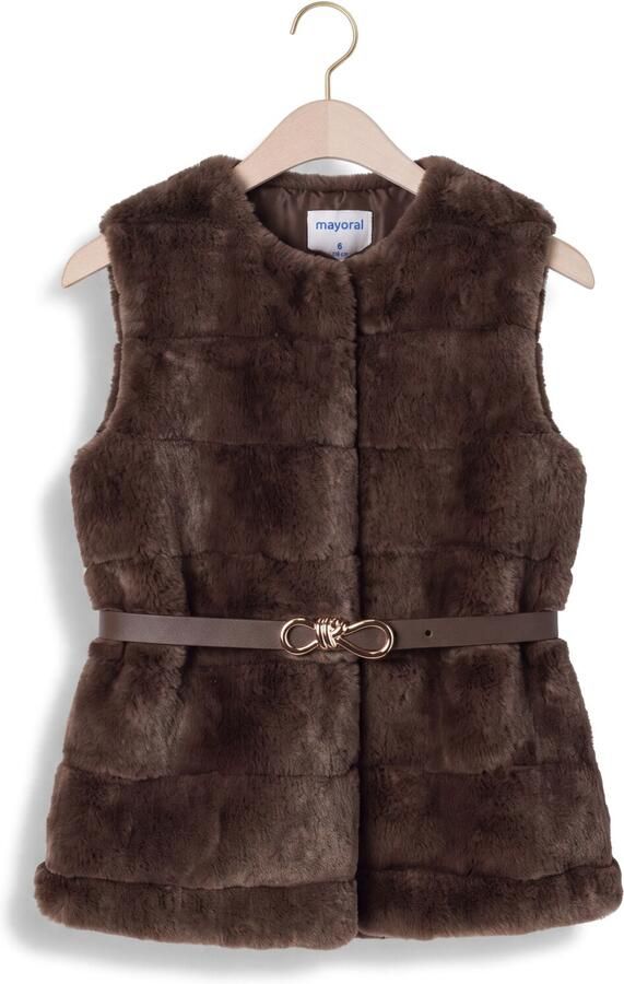 MAYORAL Meisjes Blazers Fur Vest With Belt Bruin