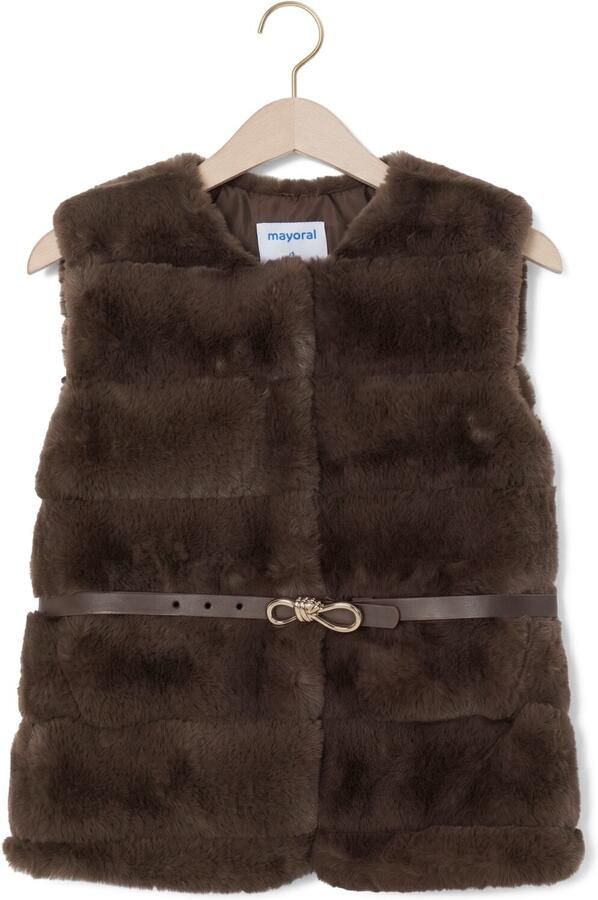 MAYORAL Meisjes Blazers Fur Vest With Belt Bruin