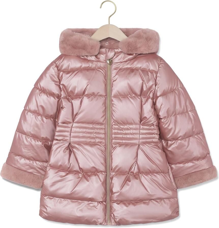 MAYORAL Meisjes Jassen Metallic Fauxfur Puffer Jacket Roze