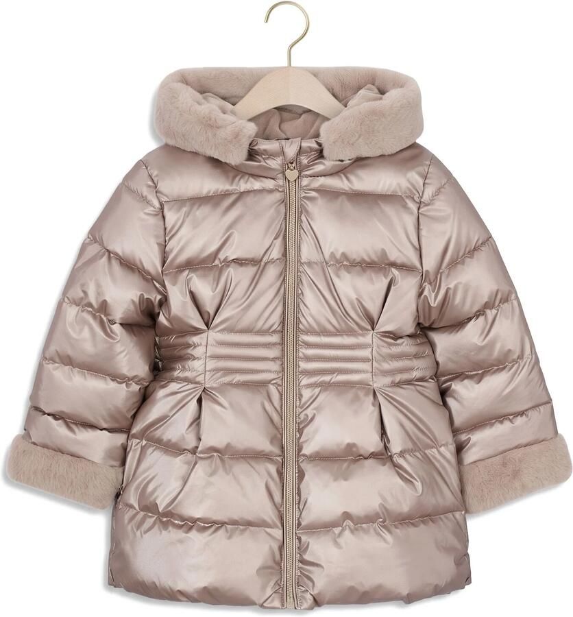 MAYORAL Meisjes Jassen Metallic Fauxfur Puffer Jacket Zand
