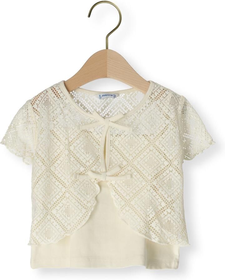MAYORAL Meisjes Tops & T-shirts 2 Pc Crochet T-shirt Set Creme