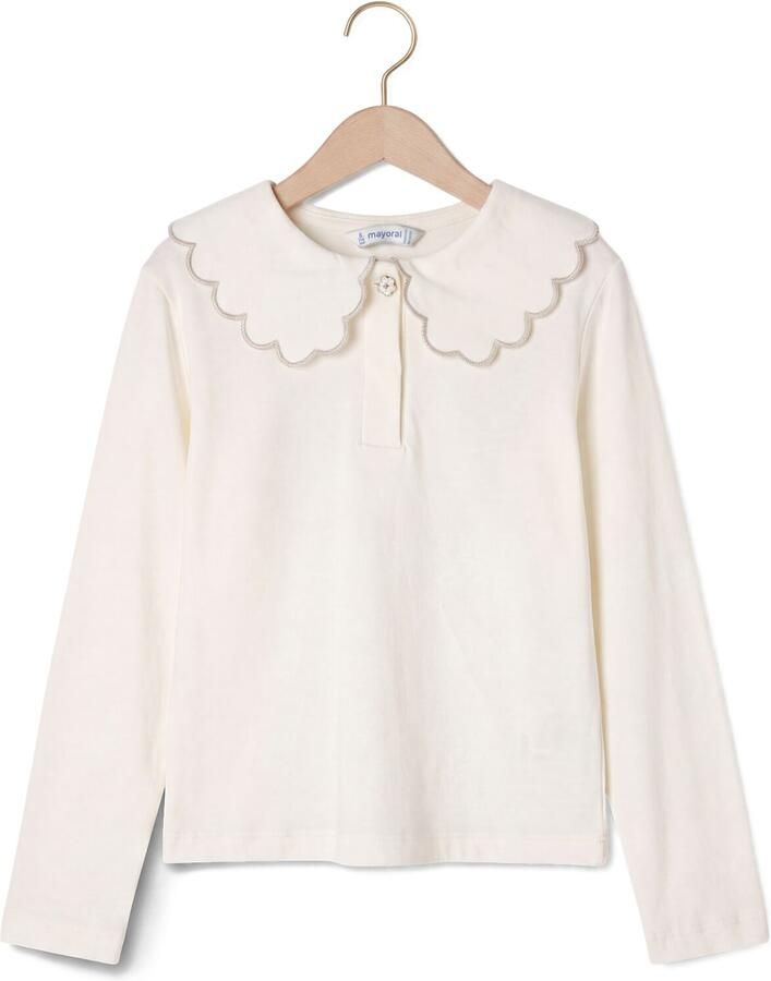 MAYORAL Meisjes Tops & T-shirts L s Basic Polo Gebroken Wit