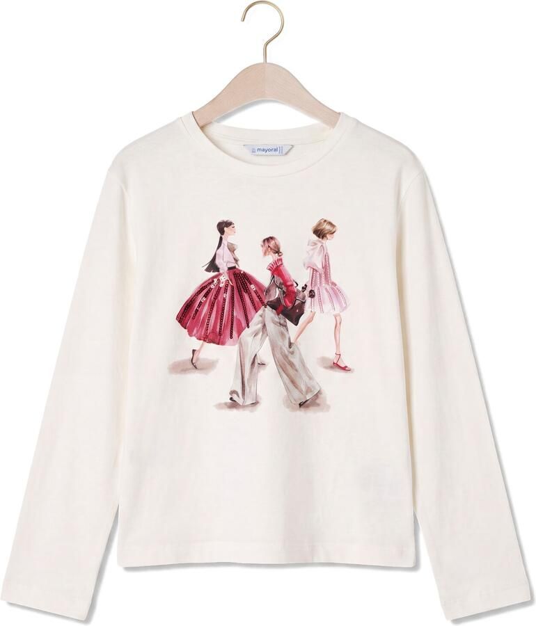 MAYORAL Meisjes Tops & T-shirts L s Shirt Dress Gebroken Wit