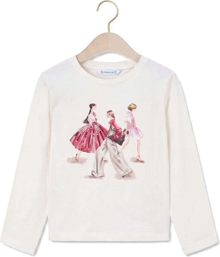 MAYORAL Meisjes Tops & T-shirts L s Shirt Dress Gebroken Wit