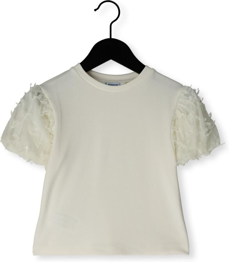 MAYORAL Meisjes Tops & T-shirts S sl Tulle T-shirt Ecru