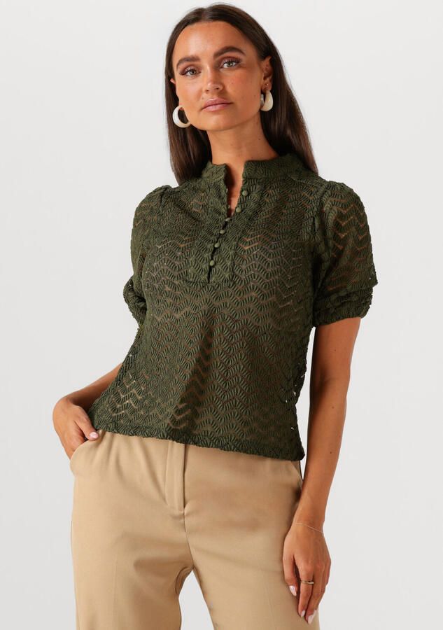 MINUS Dames Blouses Jeva Half Sleeve Blouse Donkergroen - Foto 4