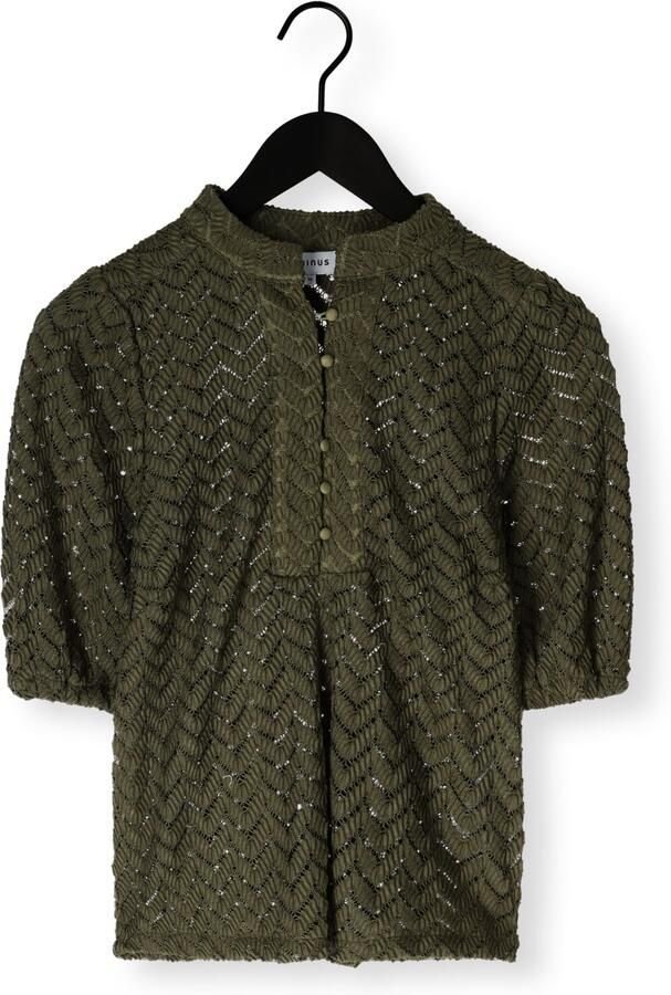 MINUS Dames Blouses Jeva Half Sleeve Blouse Donkergroen - Foto 2
