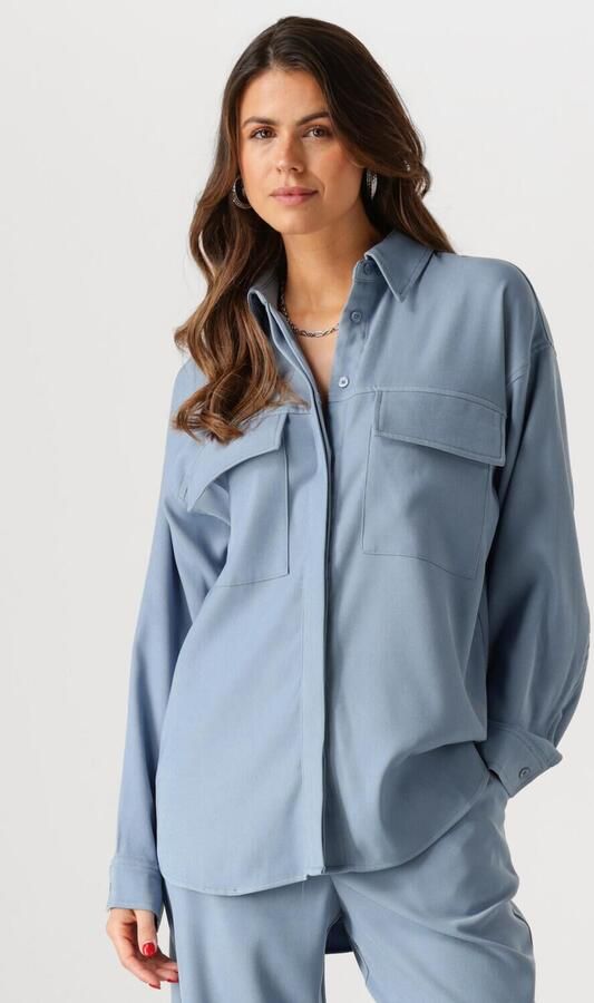 Minus Livina Oversized Shirt Blauwe Blouse Blue Dames - Foto 4