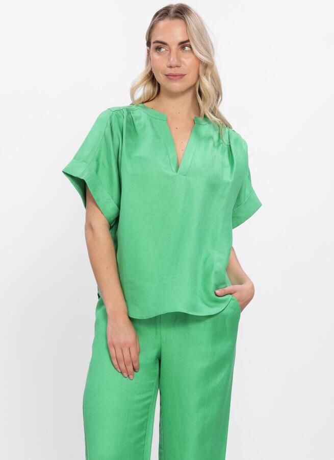 MINUS Dames Blouses Msjuno Linen Blouse Groen