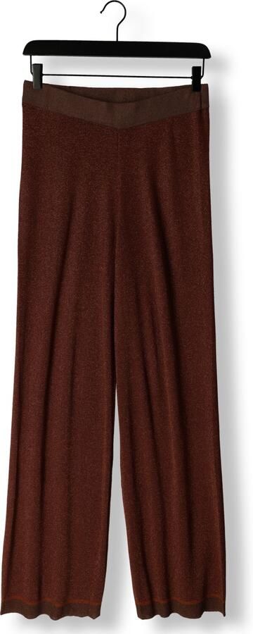 MINUS Dames Broeken Allie High Waisted Wide Leg Metallic Knit Pant Bruin - Foto 2