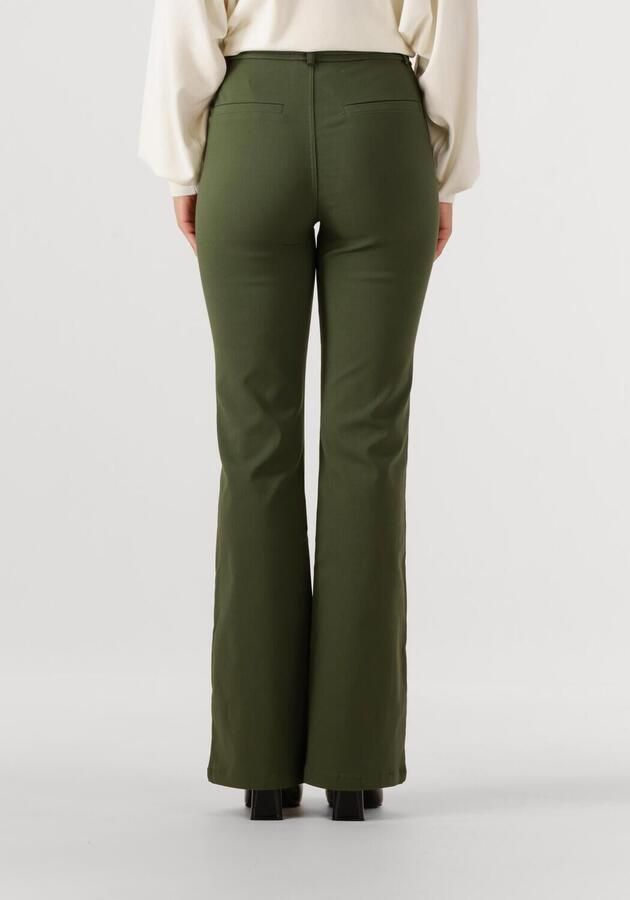 MINUS Dames Broeken Carma Flared Pant Donkergroen