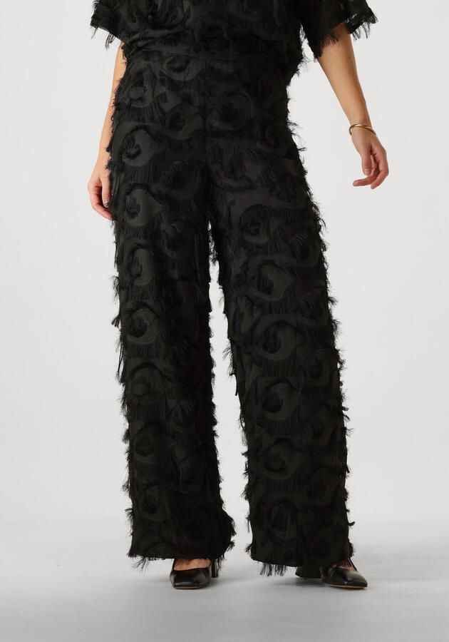 Minus Elegante franje hoge taille broek Black Dames