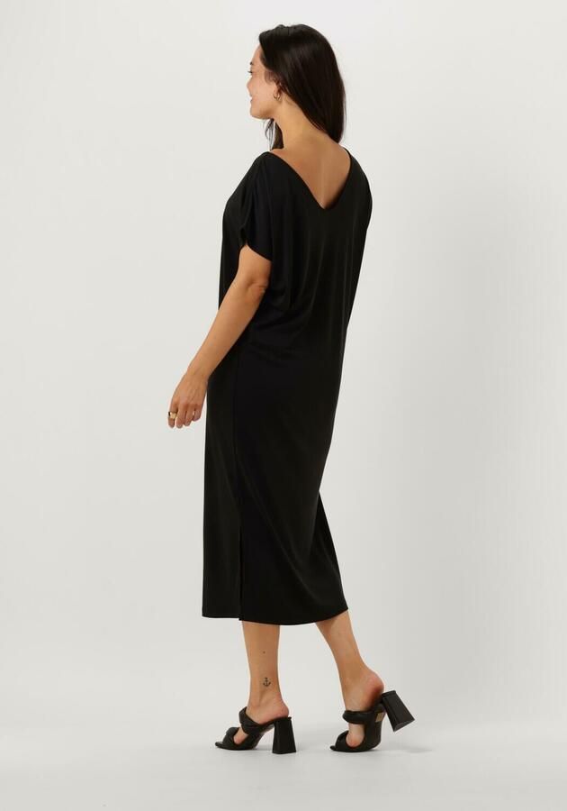 MINUS Dames Jurken Ophelia Boat Neck Short Sleeve Midi Modal Dress Zwart