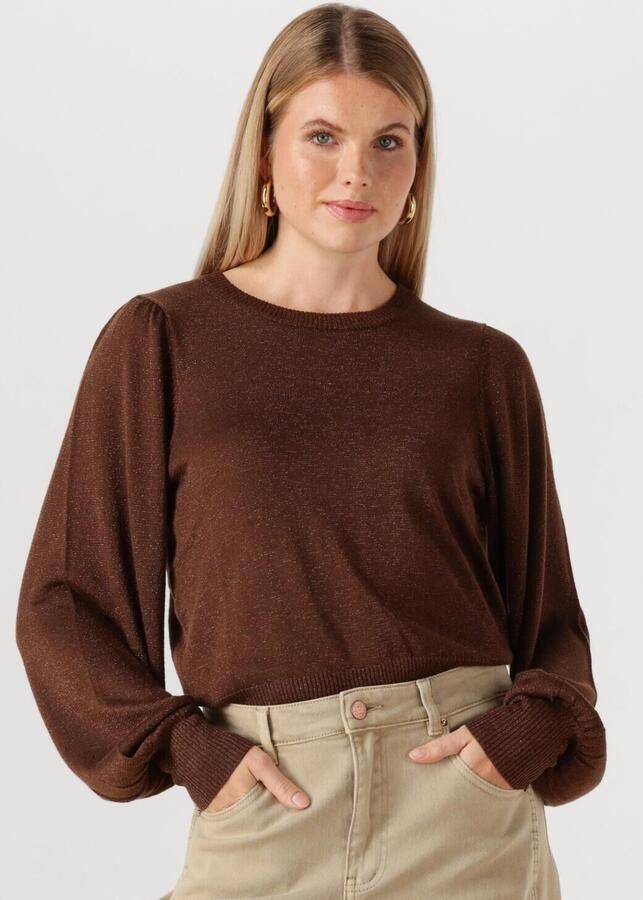 MINUS Dames Tops & T-shirts Liva Metallic Long Sleeve Bruin - Foto 4