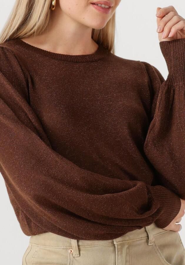 MINUS Dames Tops & T-shirts Liva Metallic Long Sleeve Bruin