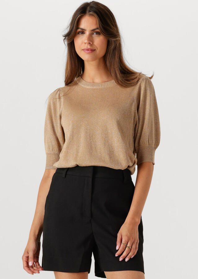MINUS Dames Tops & T-shirts Liva Puff Sleeve Metallic Knit Pullover Camel - Foto 4