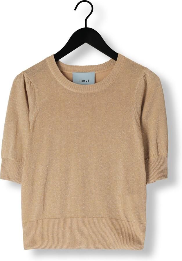 MINUS Dames Tops & T-shirts Liva Puff Sleeve Metallic Knit Pullover Camel - Foto 3