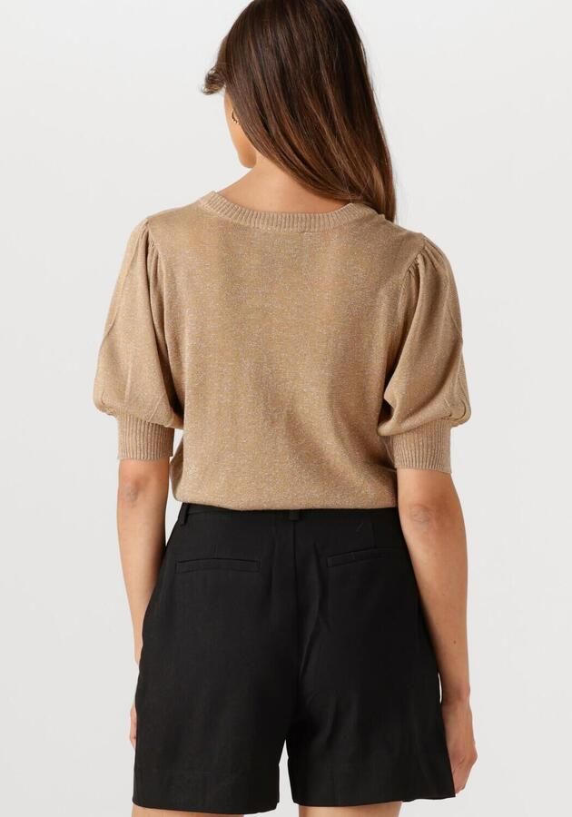MINUS Dames Tops & T-shirts Liva Puff Sleeve Metallic Knit Pullover Camel
