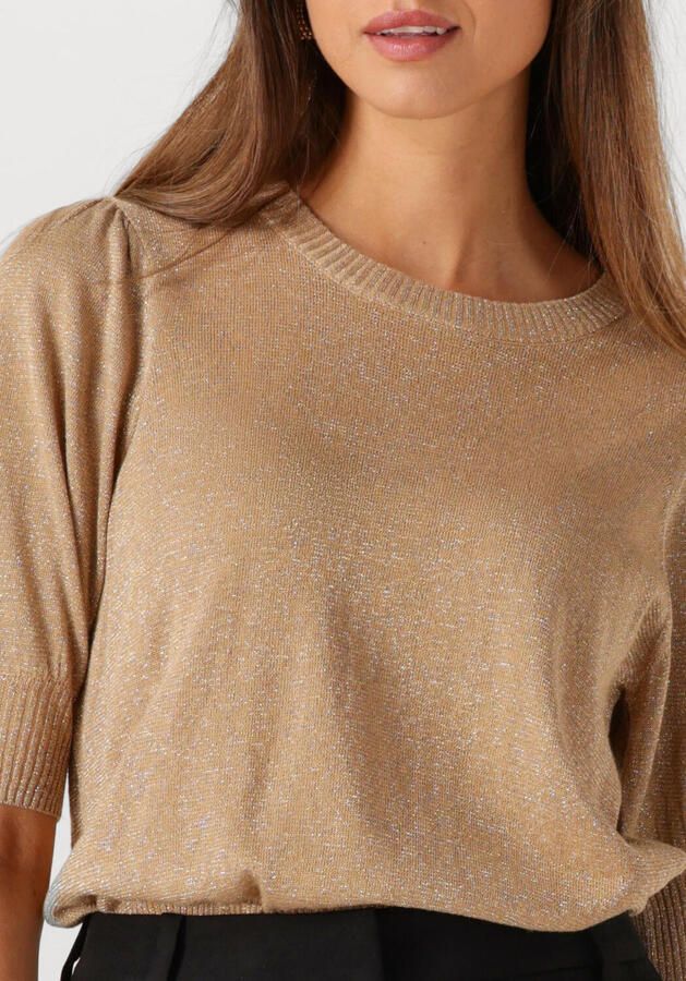 MINUS Dames Tops & T-shirts Liva Puff Sleeve Metallic Knit Pullover Camel - Foto 2
