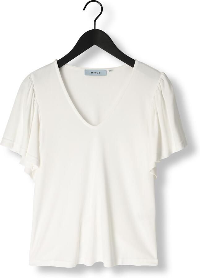 MINUS Dames Tops & T-shirts Rianne V-neck T-shirt Gebroken Wit