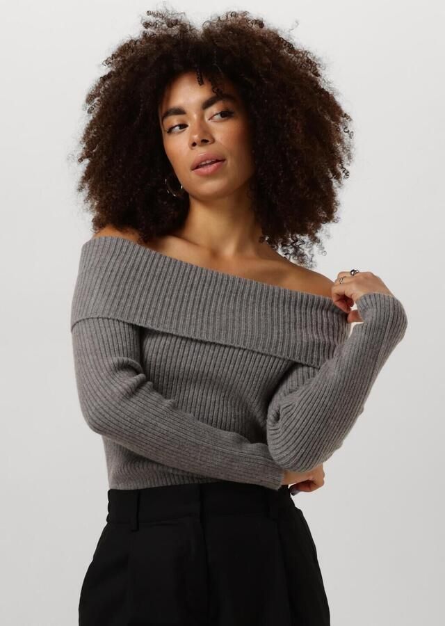 MINUS Dames Truien & Vesten Fame Off Shoulder Knit Pullover Grijs - Foto 4