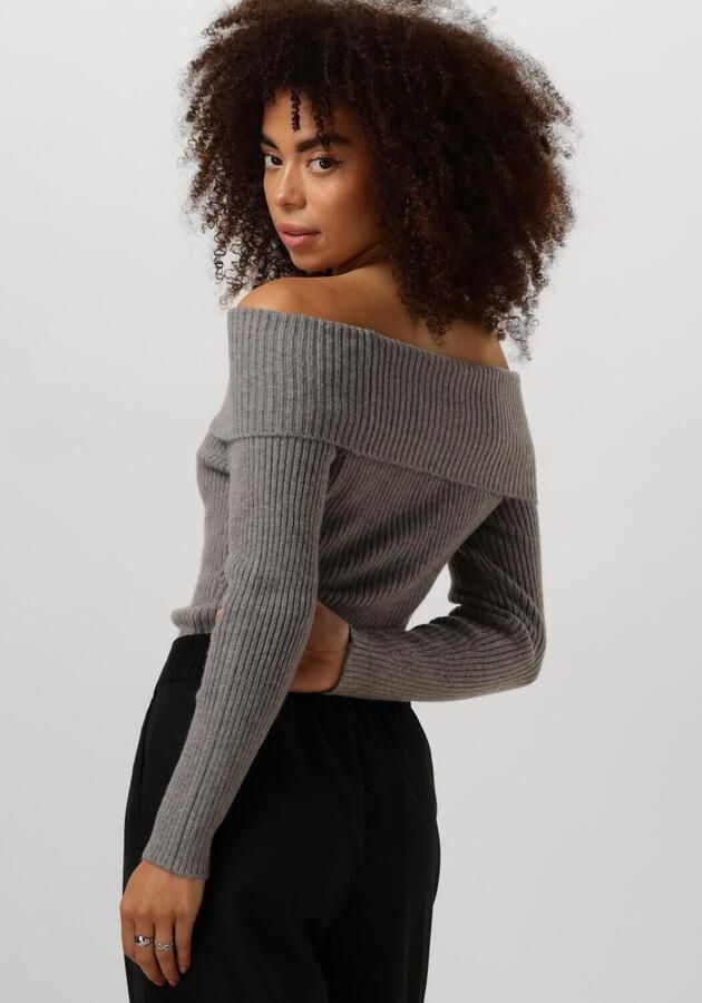 MINUS Dames Truien & Vesten Fame Off Shoulder Knit Pullover Grijs - Foto 2