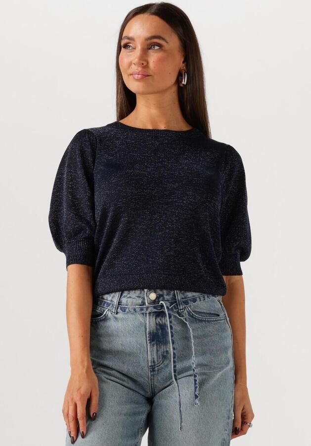 MINUS Dames Truien & Vesten Liva Puff Sleeve Metallic Knit Pullover Donkerblauw - Foto 4