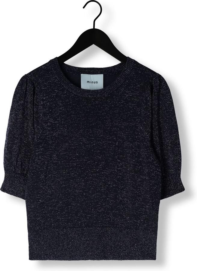 MINUS Dames Truien & Vesten Liva Puff Sleeve Metallic Knit Pullover Donkerblauw