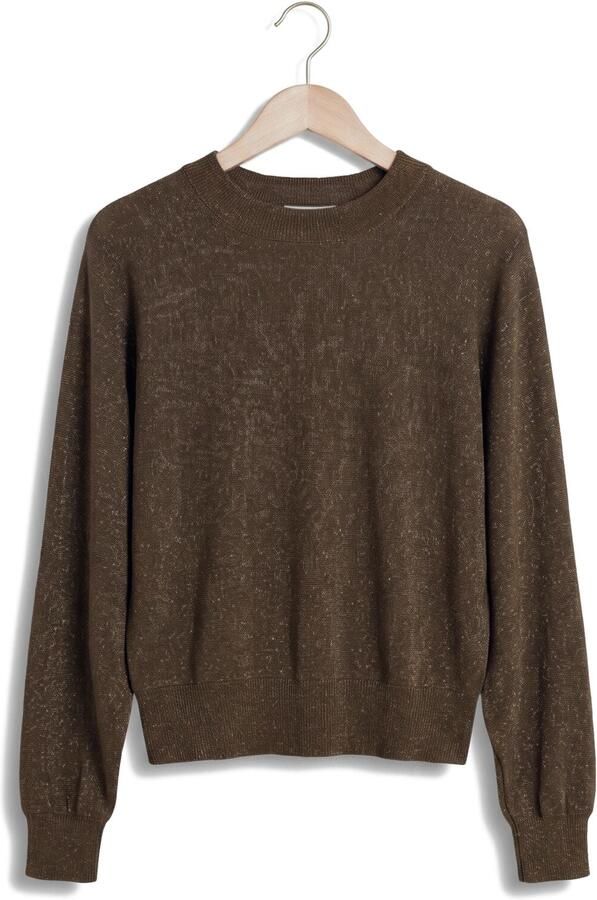MINUS Dames Truien & Vesten Msdana Metallic Bat Sleeve Pullover Bruin - Foto 4