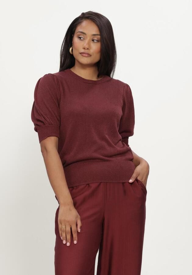 MINUS Dames Truien & Vesten Msliva Puff Sleeve Metallic Knit Pullover Bordeaux