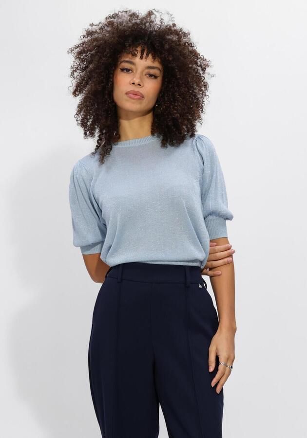 MINUS Dames Truien & Vesten Msliva Puff Sleeve Metallic Knit Pullover Lichtblauw