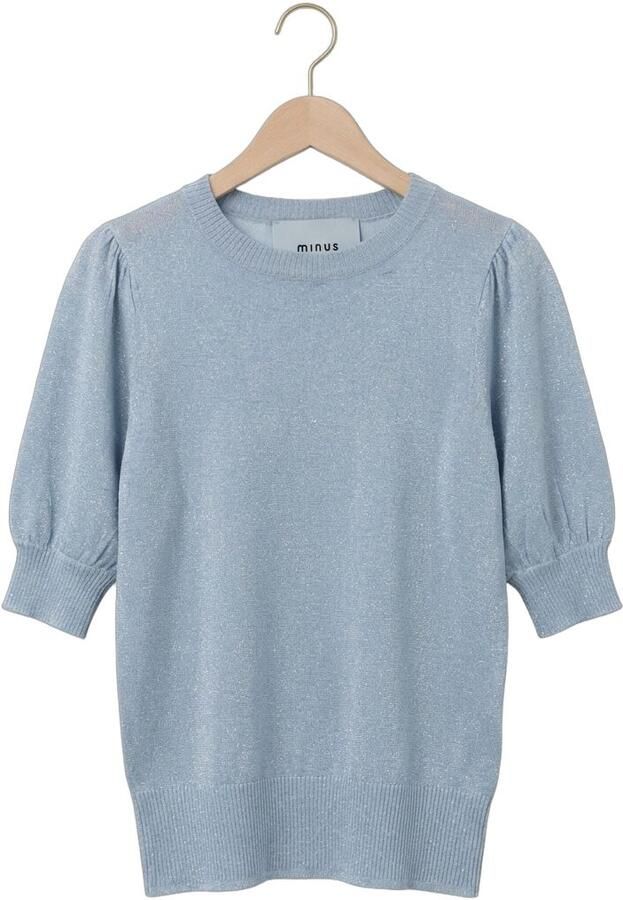 MINUS Dames Truien & Vesten Msliva Puff Sleeve Metallic Knit Pullover Lichtblauw - Foto 4