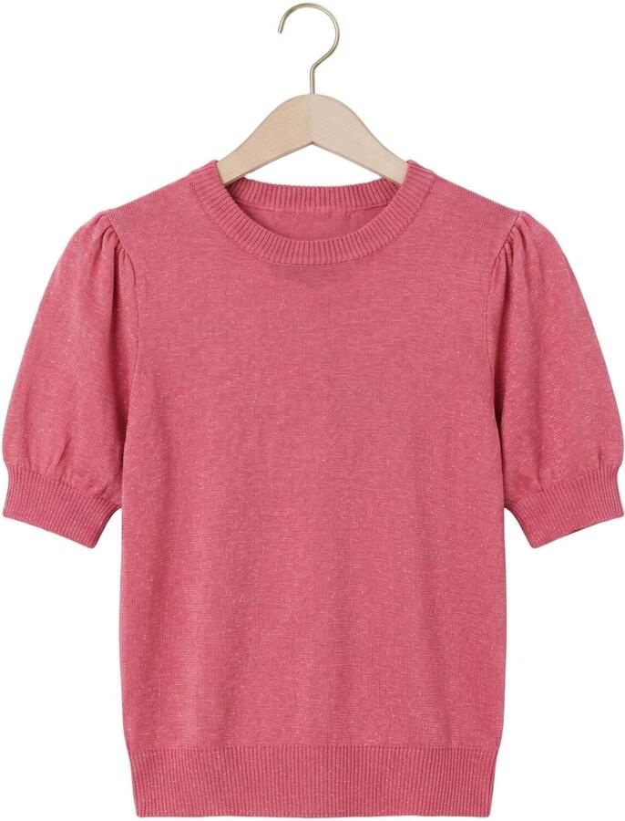 MINUS Dames Truien & Vesten Msliva Puff Sleeve Metallic Knit Pullover Roze - Foto 2