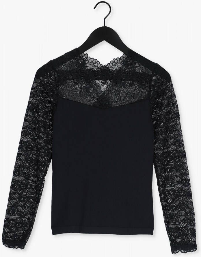 Minus Zwarte Top Vanessa V-neck Long Sleeve