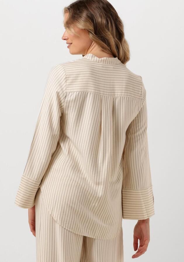 Modström Overhemd met hoge hals split en cropped mouwen Beige Dames - Foto 3