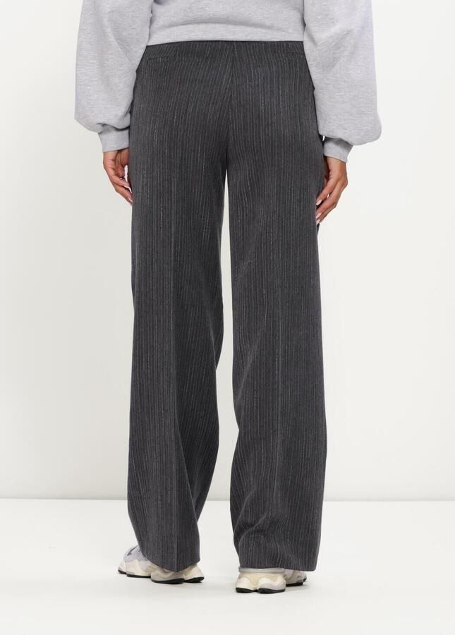 Modström straight leg broek met ceintuur en krijtstreep grijs - Foto 2