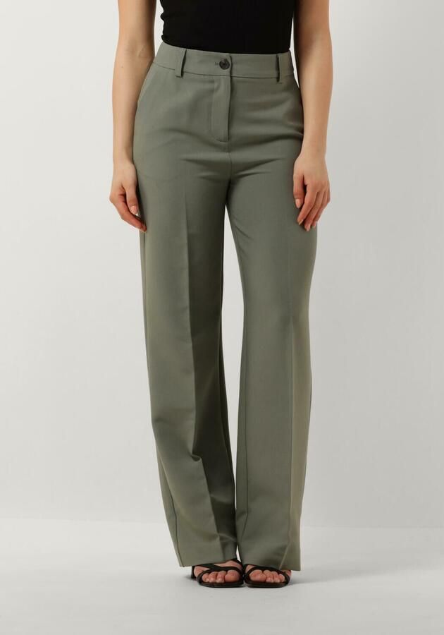 Modström high waist straight fit pantalon Gale grijsgroen
