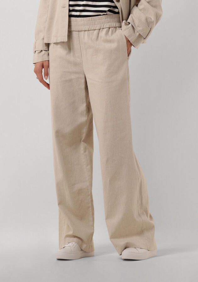 Modström Beige Linnen Wijde Pijpenbroek Honor Beige Dames - Foto 4