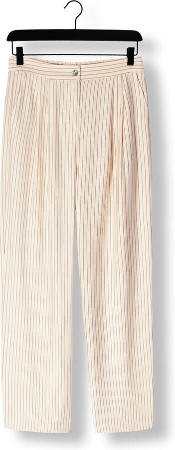 Modström wide leg pantalon Isabel met krijtstreep zand zwart - Foto 3