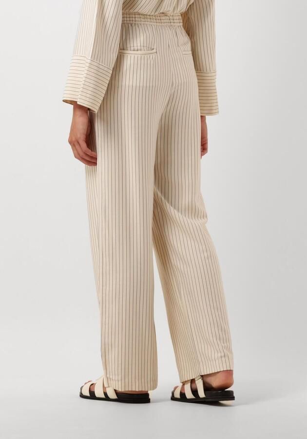 Modström wide leg pantalon Isabel met krijtstreep zand zwart
