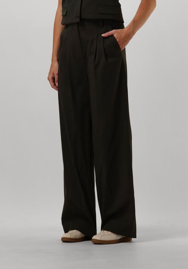 Modström high waist straight fit pantalon Kimana donkergroen - Foto 3