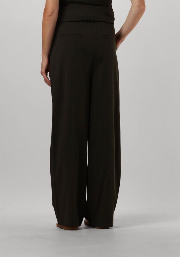 Modström high waist straight fit pantalon Kimana donkergroen