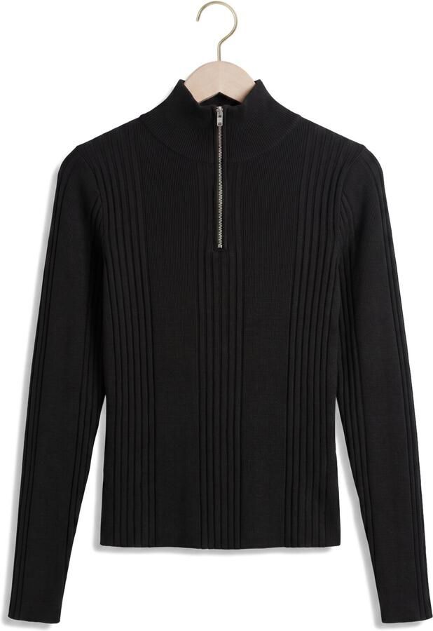 MODSTRÖM Modström Dames Tops & T-shirts Krissamd Zip T-neck Zwart - Foto 4