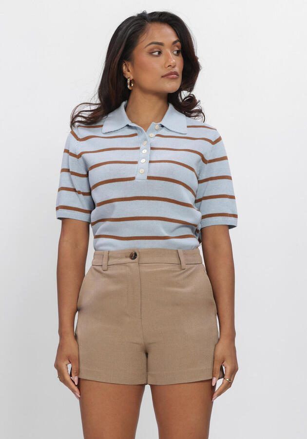 MODSTRÖM Modström Dames Tops & T-shirts Malvamd Ss Stripe Polo Lichtblauw